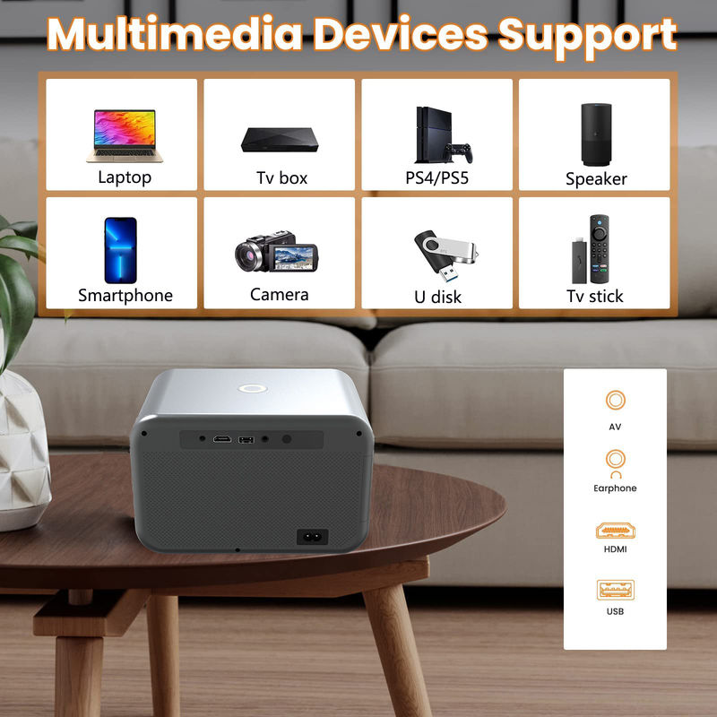 45-150 ইঞ্চি নতুন পণ্য ইলেকট্রিক ফোকাস LED+LCD HDMI প্রজেক্টর 200 লুমেন
