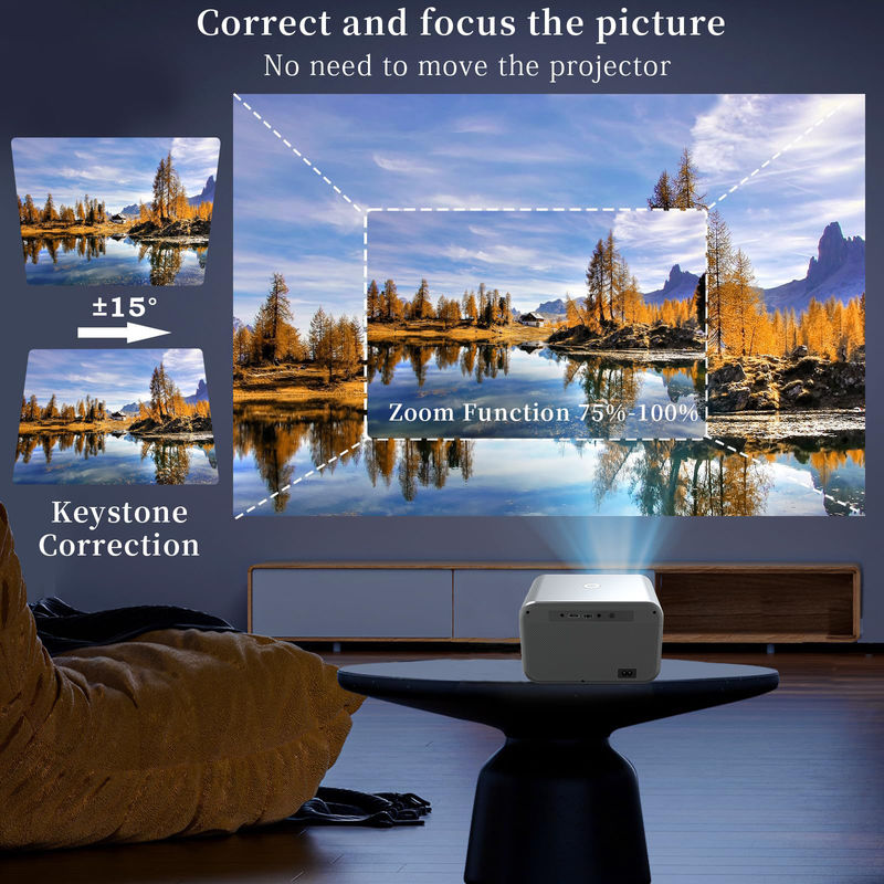 প্রজেকশন এলাকা 45-150 ইঞ্চি ইলেকট্রিক ফোকাস LED+LCD HDMI T300 হোম থিয়েটারের জন্য প্রজেক্টর