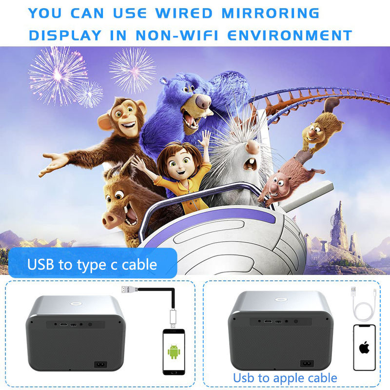 প্রজেকশন এলাকা 45-150 ইঞ্চি ইলেকট্রিক ফোকাস LED+LCD HDMI T300 হোম থিয়েটারের জন্য প্রজেক্টর